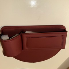 Burgundy Vegan Leather Car Water Cup Gap Bag Holder Car Organizer Open Box