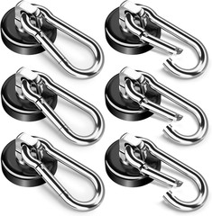 FINDMAG Magnetic Hooks with Swivel Carabiner, 70LBS Neodymium Magnet Hooks Heavy