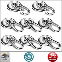 8x100LBS Neodymium Magnet Hooks with Swivel Carabiner Heavy Duty Magnetic Hanger