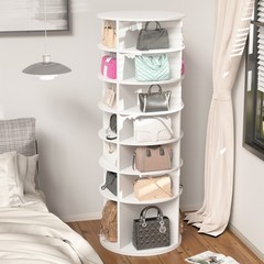 7 Tier Rotating Shoe Rack Tower 360° Revolving Shoe Display Carousel White