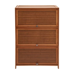 32In Entryway Bamboo Shoe Cabinet 7-Tier Storage w/ 3 Flip-Up Doors