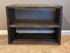 Rustic Wooden Shoe Rack Bench – 2-Tier Entryway Organizer in Dark Walnut – 28″