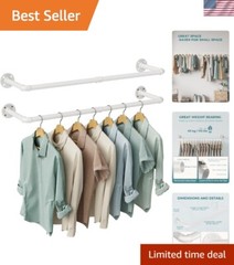Durable 38.4” Iron Pipe Clothes Rack Set – Perfect for Closets & Laundry Rooms