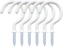12 Pack Vinyl Coated Ceiling Hooks,Screw-in Mug 1-1/4 Inch, White