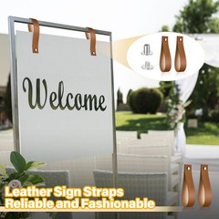 4 Pcs Faux Leather Sign Straps for Hanging Sign Faux Leather Curtain Rod Hold…