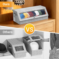 Baseball Cap Organizer – 2 Pack Storage with Clear Lid, Holds 24 Caps, Grey