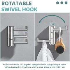 Polished Chrome Swivel Towel Hook for Bathroom, Heavy Duty 304 Stainless Stee…