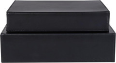 Elegant Faux Leather Photo Storage Boxes with Dust-Proof Lid – Set of 2