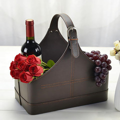 Stylish Coffee Leather Storage Basket – Handmade Organizer for Home & Office