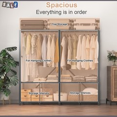 59″ Portable Clothes Closet Steel Wardrobe Rack Storage Organizer Heavy Duty