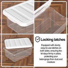 14 Quart Clear Storage Latch Box Plastic Organizing Bin White Lid 2 PCS