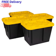 Greenmade 12 Gallon Storage Bin 4 Pack Heavy Duty Stackable Tote with Lid New