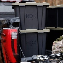 27 gal. Tough Storage Tote in Black and Army Green