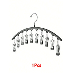 Clothes Hanger – Hanging Space-Saving Closet Organizer Curved Rack With 10 Clips
