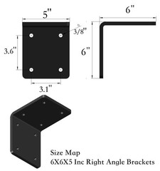 Heavy Duty Alloy Steel Corner Beam Brackets 6x6x5 Inch Mantel Support 2 PCS
