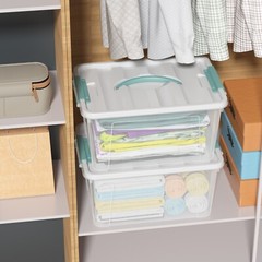 Idotry Stackable Plastic Tote Box Storage Containers Bin 14 Quart, Green Latches