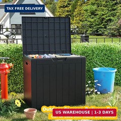 30 Gallon Outdoor Deck Box, Lockable Waterproof Outdoor Storage Boxes For Garden