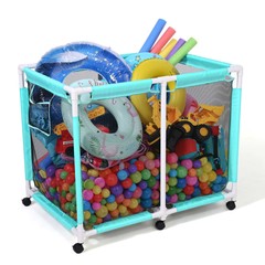 Yescom Extra Large Mesh Pool Storage Bin 214 Gallon 6 Wheels Rolling Floats Blue
