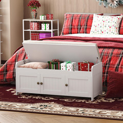 Stylish 41.3″ Shoe Bench with Lift Top Storage & Cushioned Seat, White