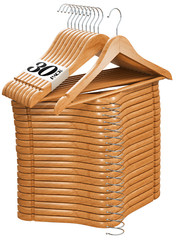 30 Pack Natural Solid Wood Clothes Hangers