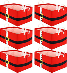 6 Pack Santa Claus Belt Storage Baskets – Collapsible Holiday Organizers