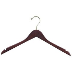 17″ Walnut & Brass Wood Shirt/ Dress Hanger (pack of 15)
