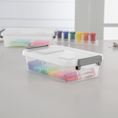 (2 pack) Sterilite 2.7 Qt. Modular Latch Box Plastic with Clear Base & Lid, Gray