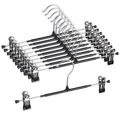 10Pcs Pants Hangers w/ Non-Slip Clips For Trouser Jeans Clothes Shorts Universal