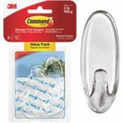 Command, 3M Clear Hooks Medium, 6 Count