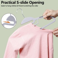 50 Pack Slim Thin Coat Shirt Plastic Hanger with Rubber Grip Swivel Hook Grey