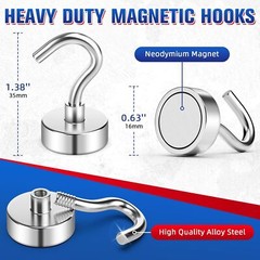 8Pack Heavy Duty Magnetic Hooks, 25 Lbs Strong Magnet Hooks for Hanging, Magnet
