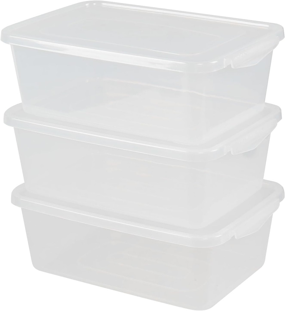 3 Pack 6.5 Quart Clear Lidded Storage Bins for Dough Proofing and Organizing