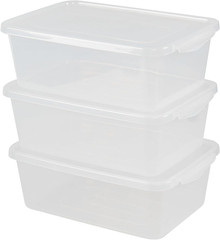 3 Pack 6.5 Quart Clear Lidded Storage Bins for Dough Proofing and Organizing