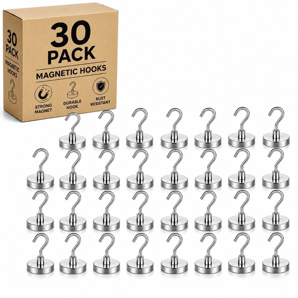 30 Pack Dia Strong Magnetic Hook Hanger N52 Neodymium Clamping Magnet Hooks USA
