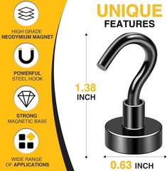 Magnetic Hooks 6pcs 30lbs+ Cruise Essentials 2026 Magnet Hook Black | Neodymi…
