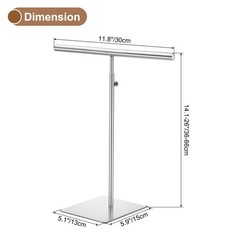 Silver Necklace Display Stand Adjustable Height Jewelry Rack T Bar