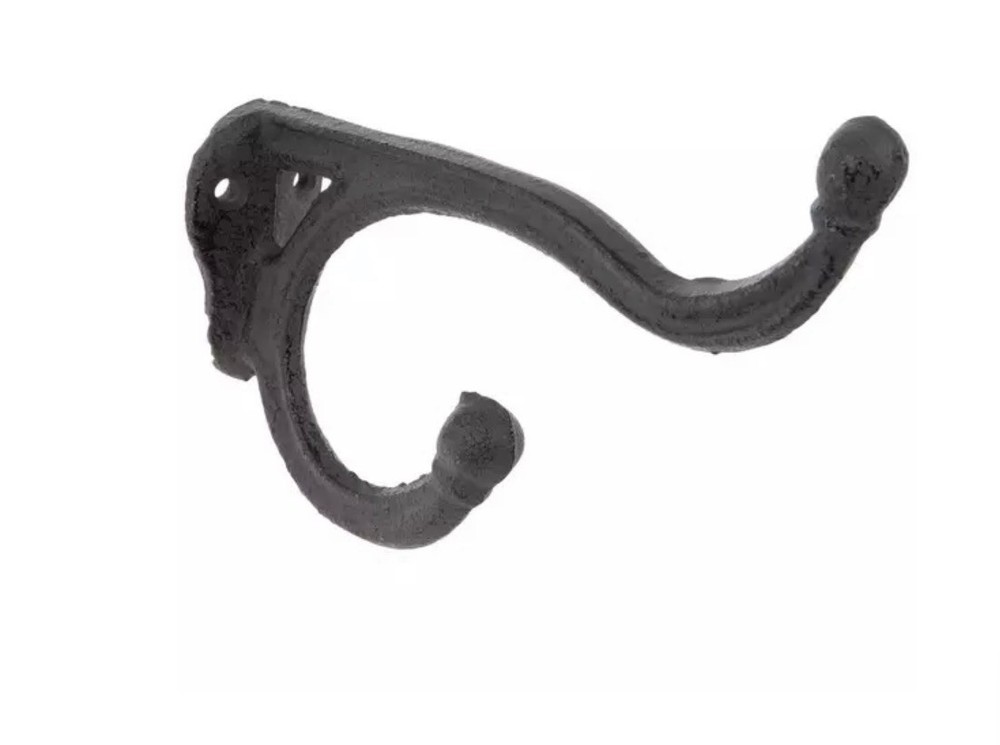 Black Iron Wall Hook Traditional Style Wall Mounted Coat Hook 6 11/16″ x 4 1/2″