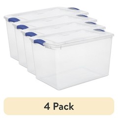 66 Quart Stackable Storage Bins W/ Lids Organizing Clothing Blankets 6 Count New