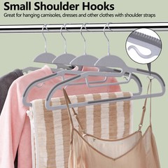 50 Pack Slim Thin Coat Shirt Plastic Hanger with Rubber Grip Swivel Hook Grey