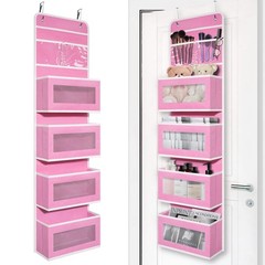 Pink 4-Pocket Clear Hanging Door Organizer for Nursery, Toys & Baby Essentials
