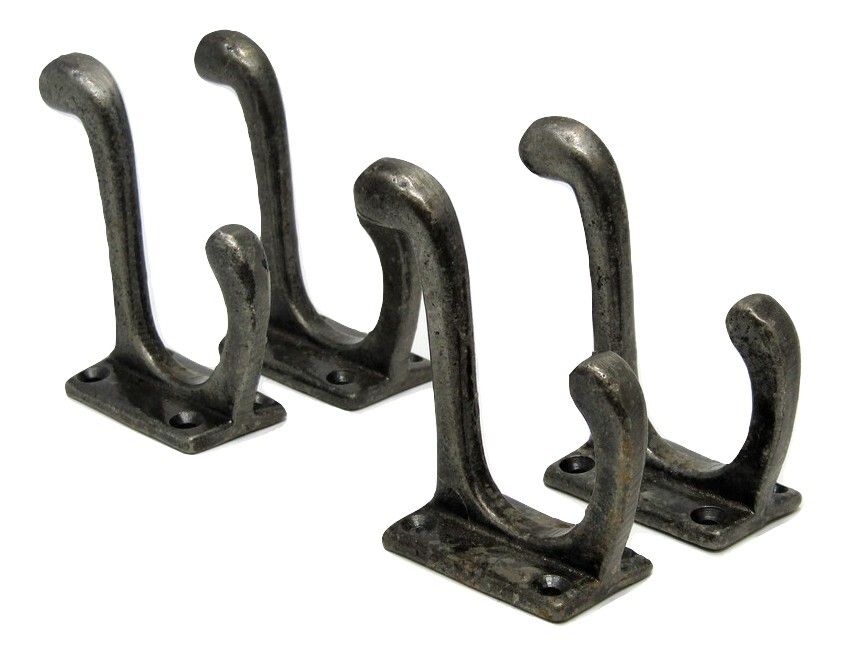 4 New Antique Style Rustic Natural Iron School Coat Key Towel Hooks Hardware