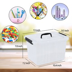 6-Pack 12 Litre Plastic Latching Storage Box w/ Clear Lid & Handle Containers