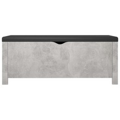 Bowery Hill Medium Concrete Engineered Wood Storage Box with Faux Leather – Grey