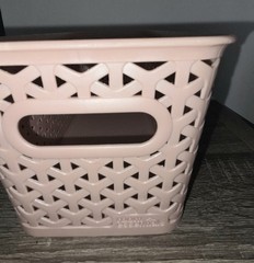 Room Essentials Y-Weave Half Medium Decorative Storage Basket Metallic Blush
