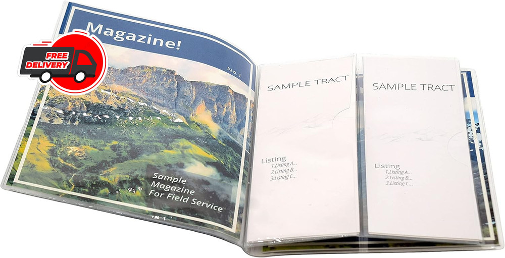 ASVP Shop JW Field Service Vinyl Magazine and Tract Organizer Holder Clear
