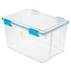 Sterilite 54-Qt Clear Plastic Stackable Storage Bin w/ Gasket Latch Lid, 8 Pack