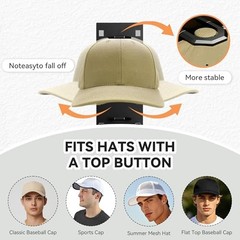 Hat Organizer for Baseball Caps,Hat Rack for Wall to Organize 2pcs Black