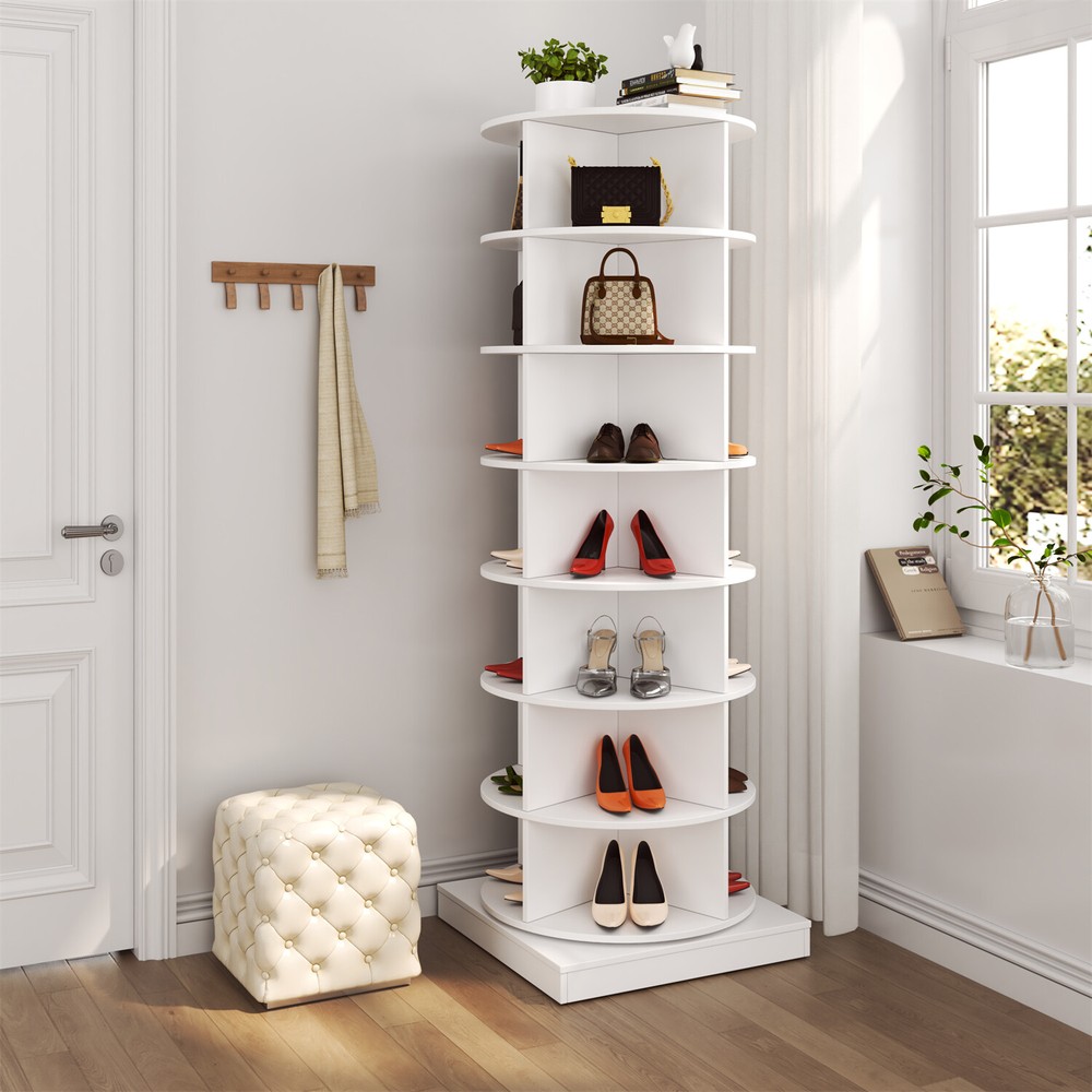 7 Tier Rotating Shoe Rack Tower 360° Spinning Shoe Display Carousel