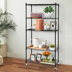 5 Tier Wire Shelves Rack Storage Unit Large Space Rolling with 4 Wheels Casters