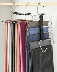 Pants Hangers Space Saving – 2 Pack – Non-Slip Multi-Layer Space Saving Hangers